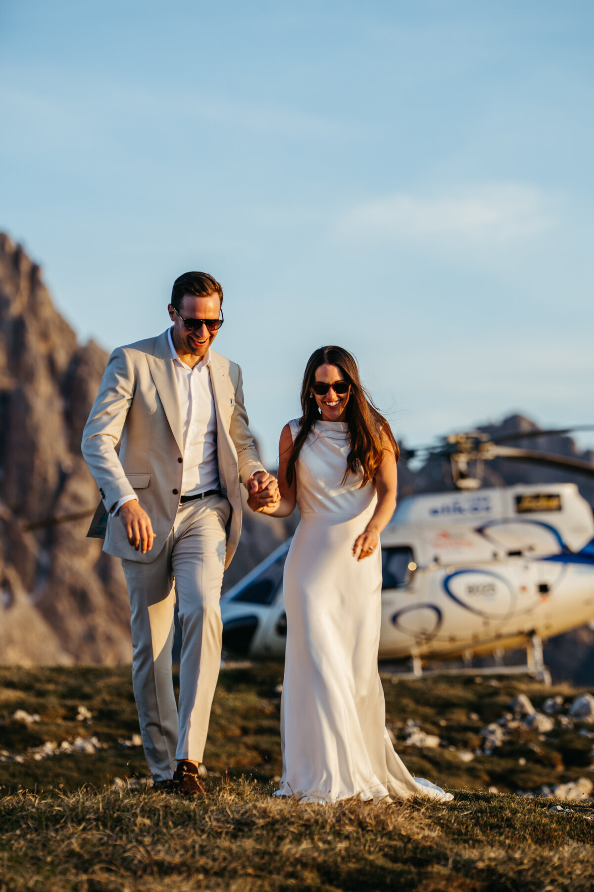 Couple mountain top elopement Tre Cime Dolomites