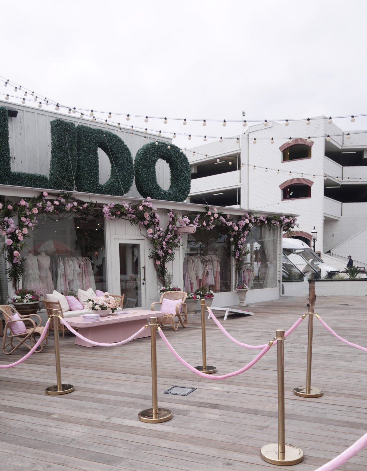 LoveShackFancy waterfront installation by The Works Collective | experiential event design in Newport Beach, California.
