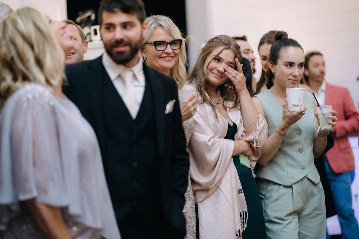 Wedding guests at wedding reception
