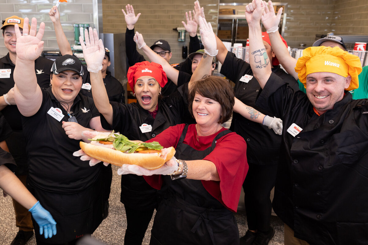 WaWa opens its first location in Alabama in Fairhope, with the mayor Sherry Sullivan making the first hoagie.