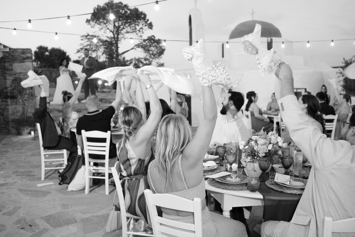 wedding reception at a destination island wedding on Paros, Greece