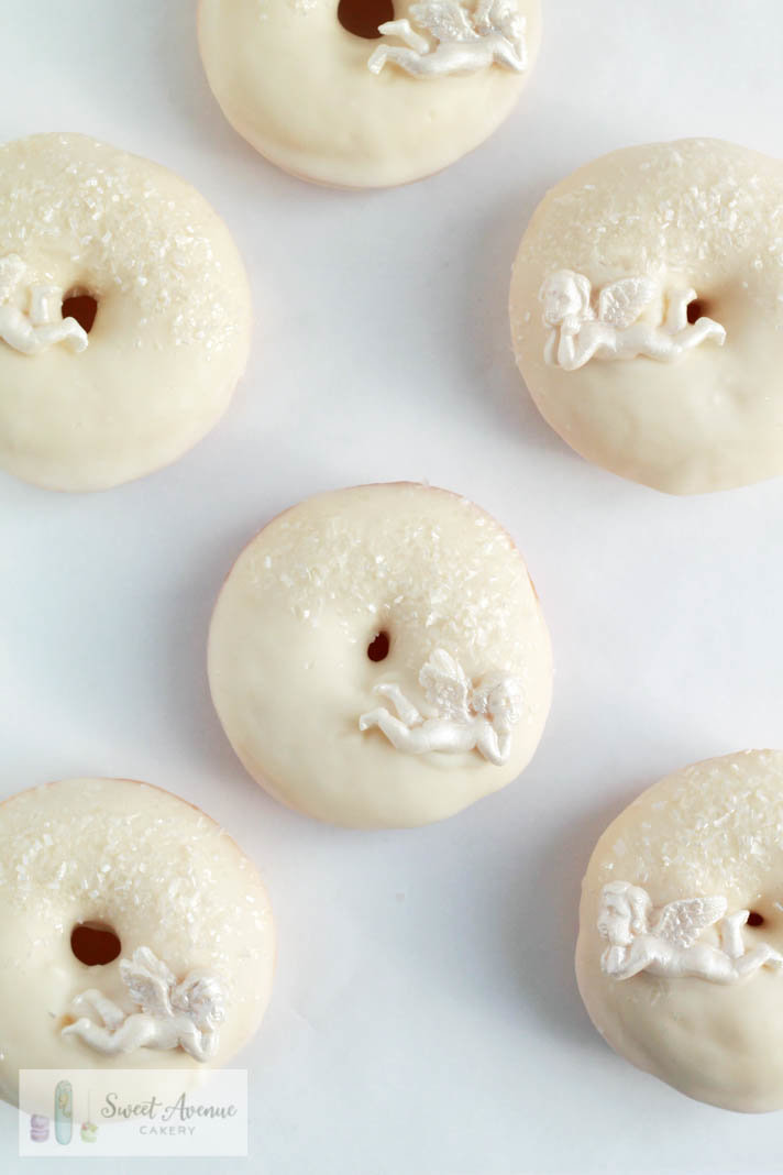 elegant white wedding donuts, cupid donuts