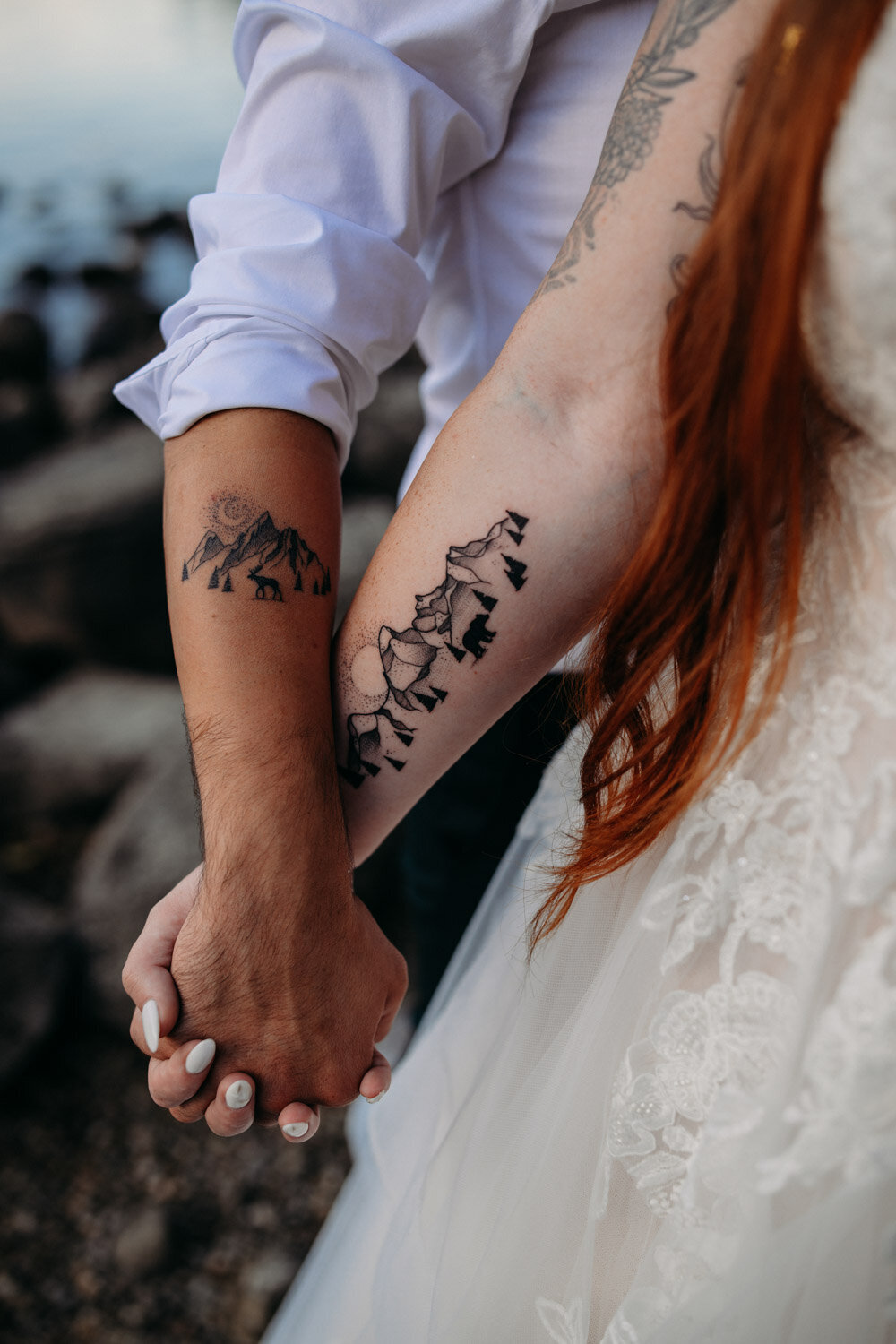 Newlyweds got matching Grand Tetons tattoos