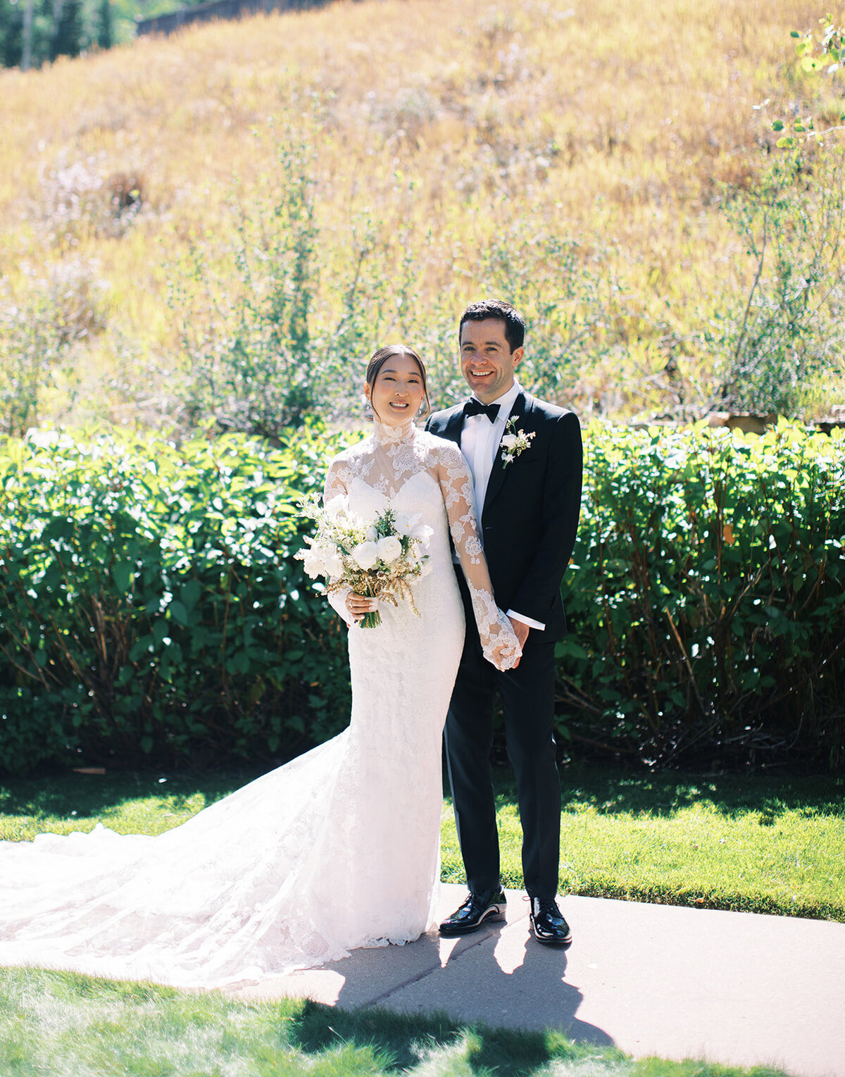 bride and groom picture at their luxury park city wedding