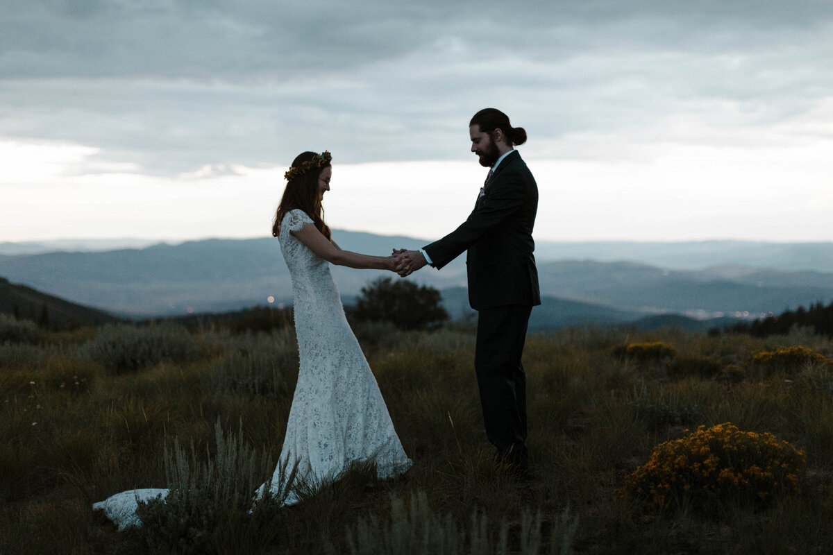 Bride and Groom in Mountains
