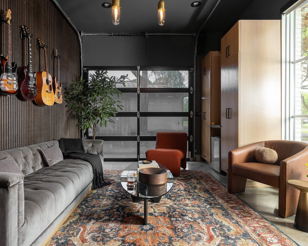 rebekah nicole interiors arbor garage with door and wooden accent wall