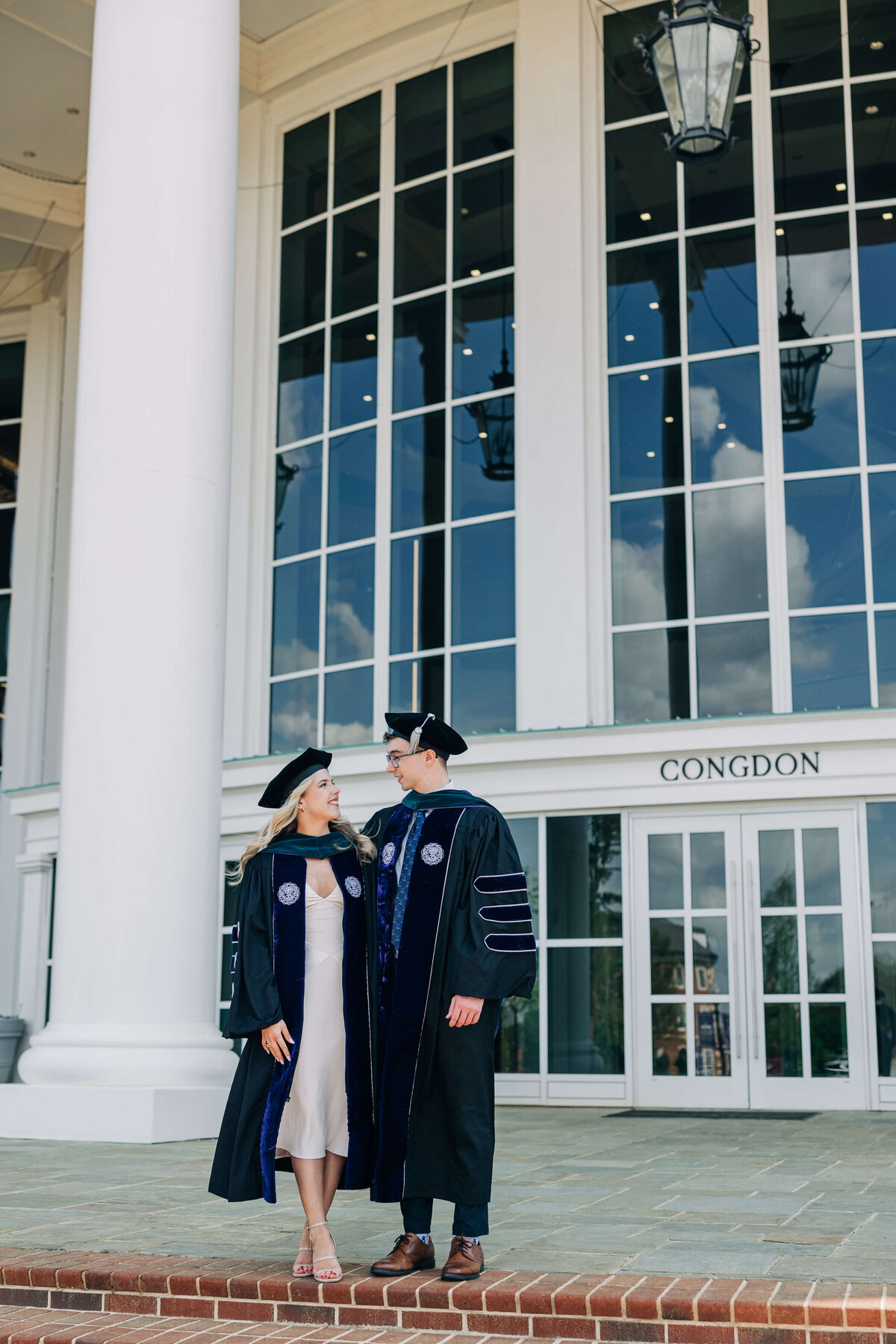 Couple-by-building-High-Point-University