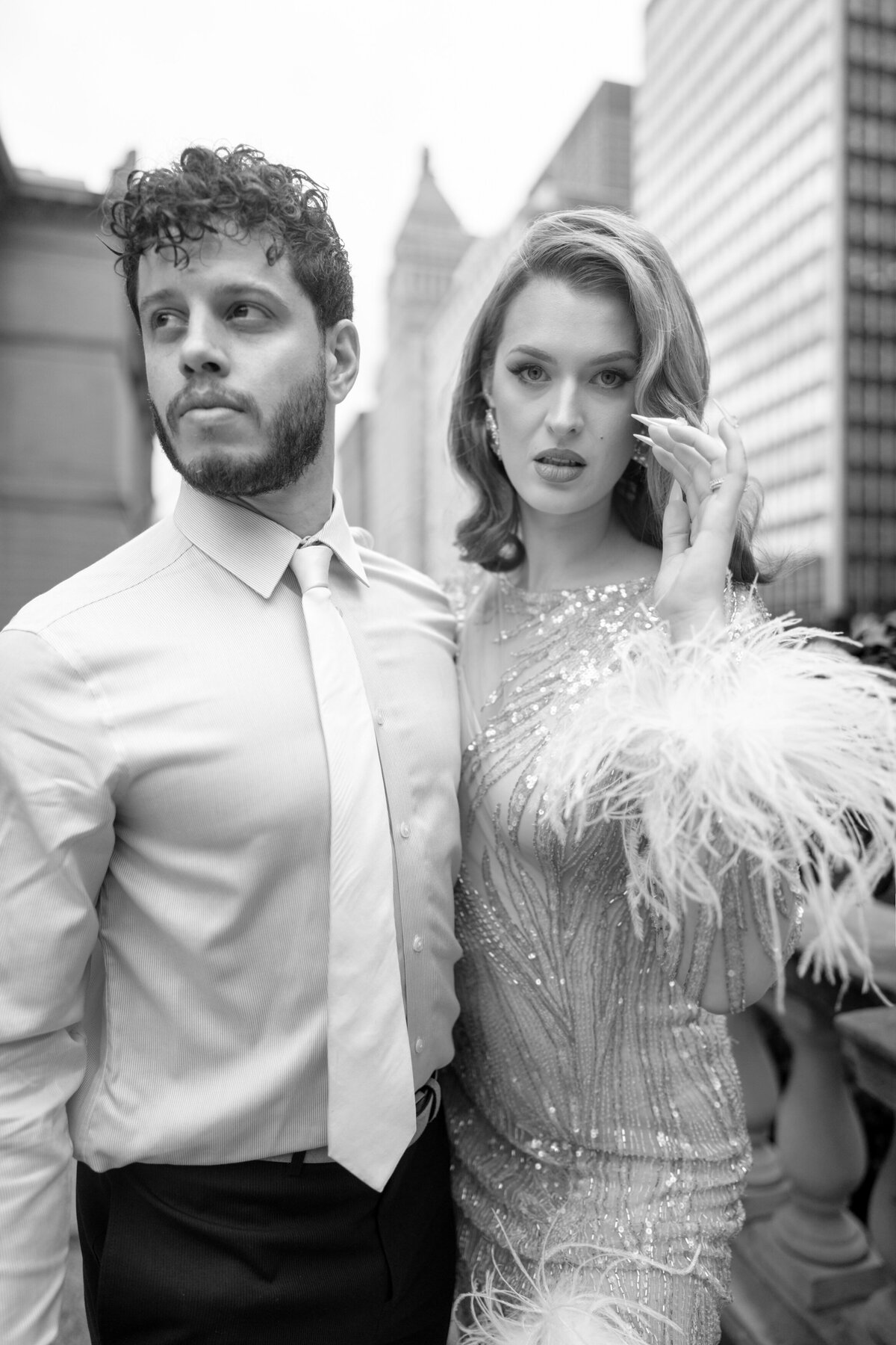 Berlez-Aspen-Avenue-Chicago-Wedding-Photographer-Glam-Atelier-Clair-De-Lune-Vintage-Bob-Mackie-Sheer-Beaded-Gown-Luxury-Engagement-Art-Institute-of-Chicago-South-Garden-32