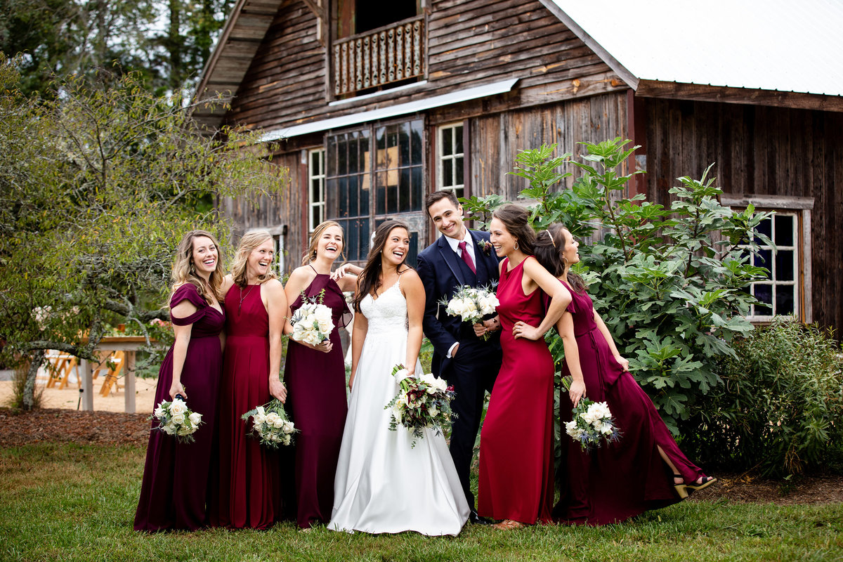 A gorgeous bridal party at Sassfras Fork Farm