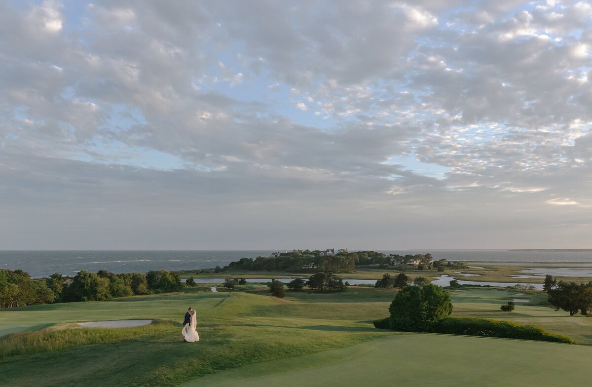 Aerial view of Cape Cod with Bride and Groom. Deborah Zoe Photography.