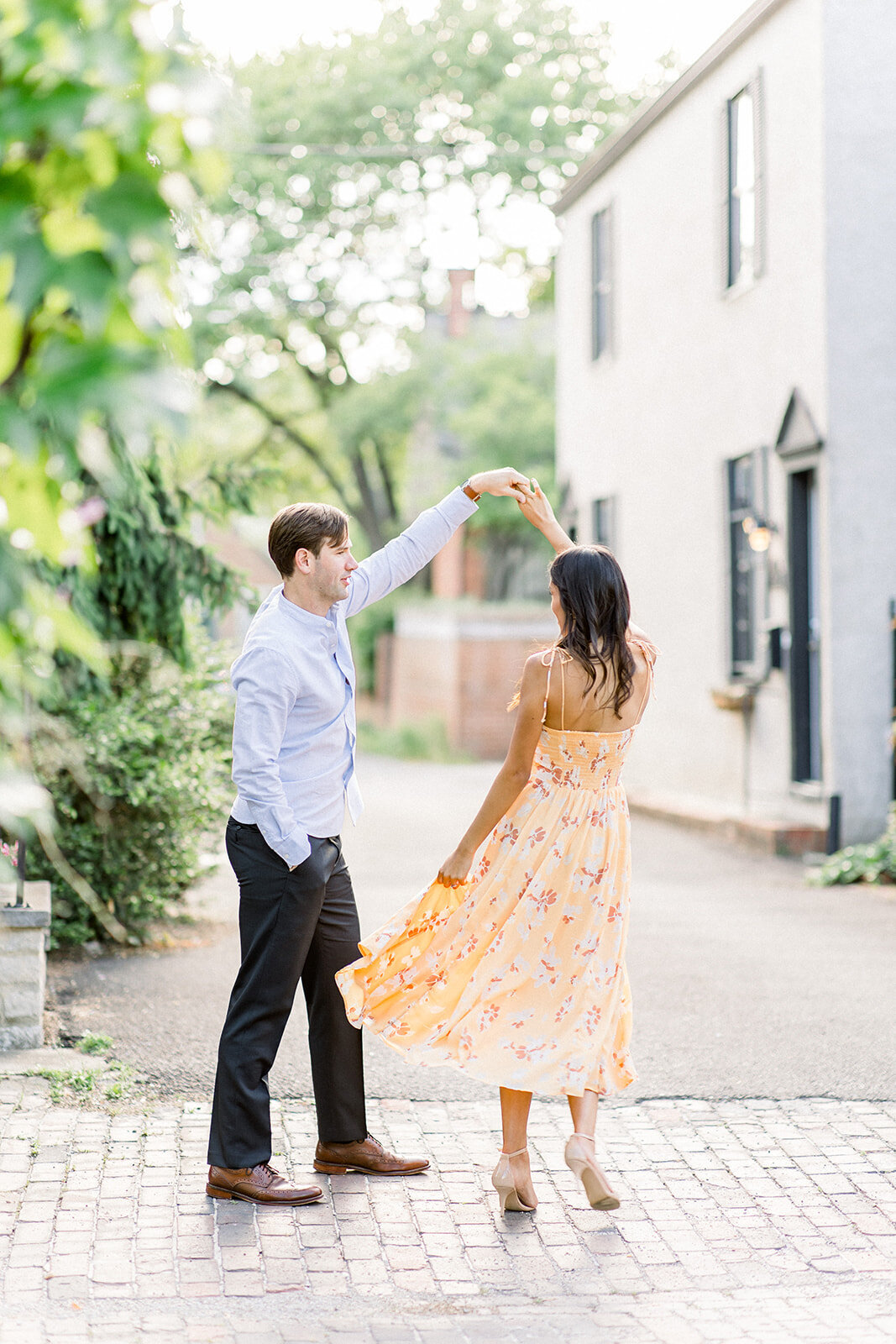 German village engagement session in columbus ohio