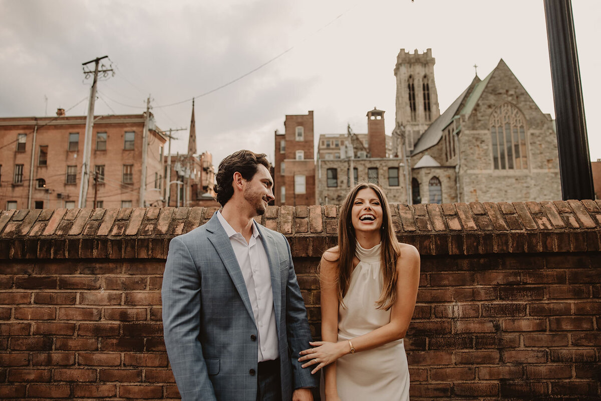 A couple laughing together