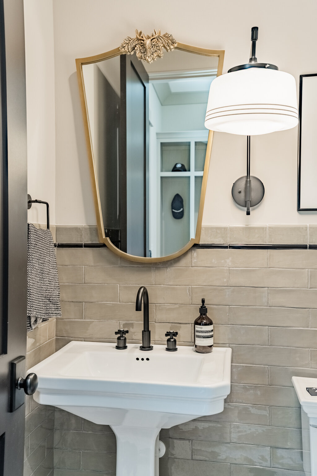 Mission Style Powder Room - Tile Ideas Light 