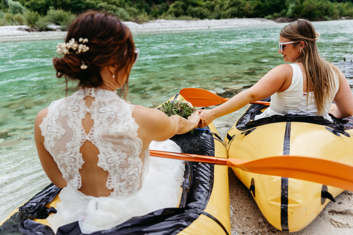 Kayak adventure elopement in Slovenia