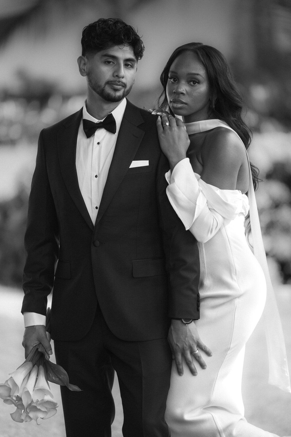 Classic Editorial bride and groom portrait at the santa barbara courthouse
