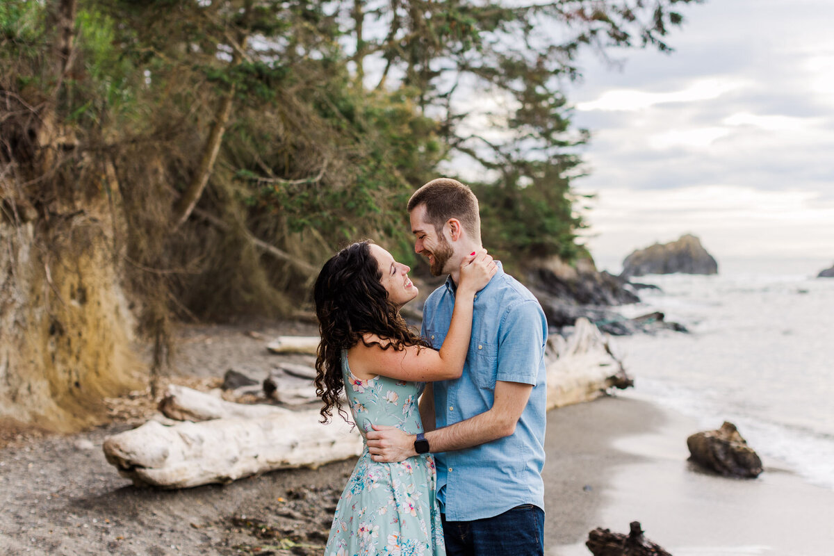 Rugged PNW Beach engagement photos at Deception Pass near Seattle colorful fun photo by Joanna Monger Photography