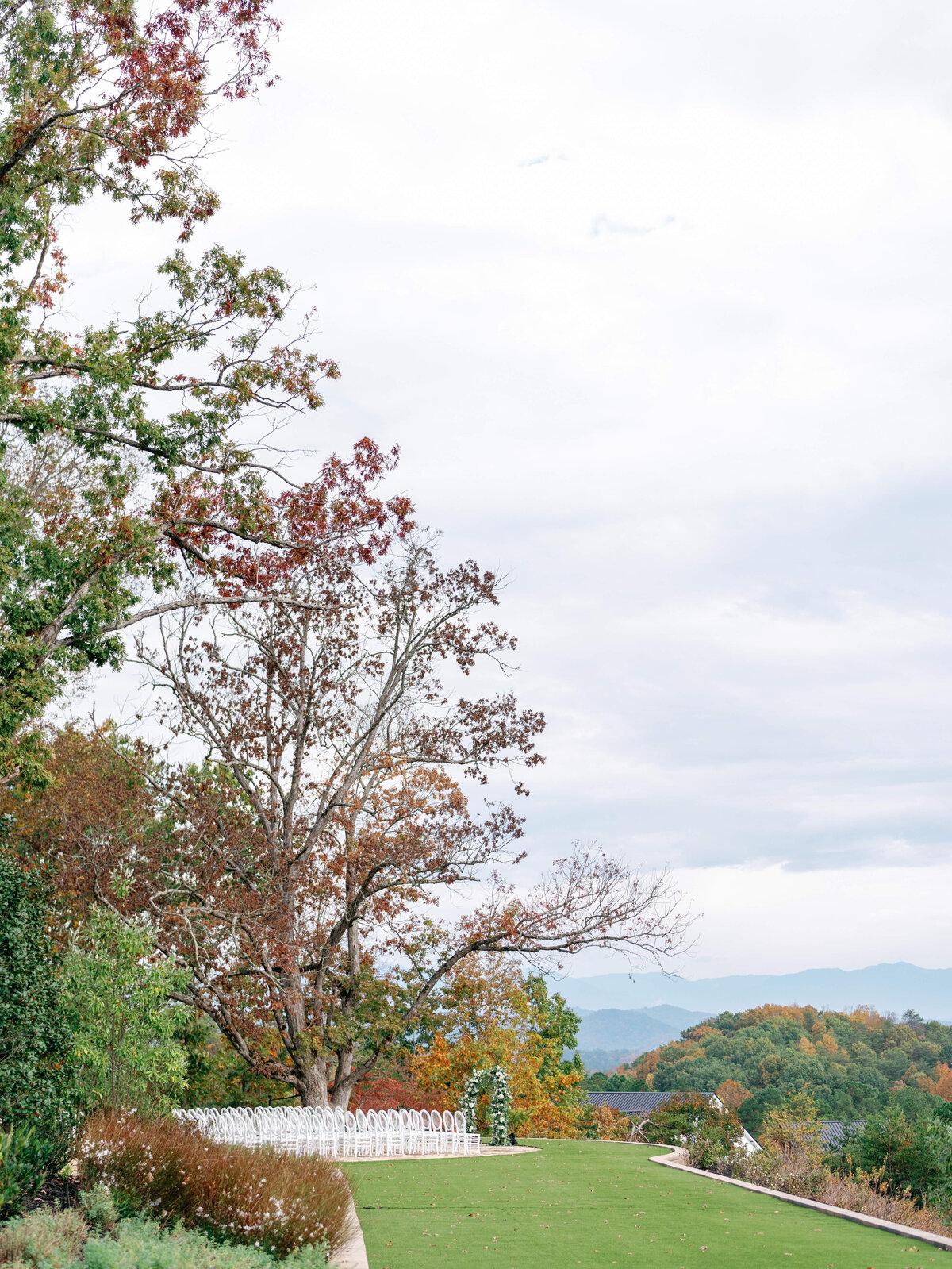Wedding ceremony  overlooking the mountains at Nichols Heir