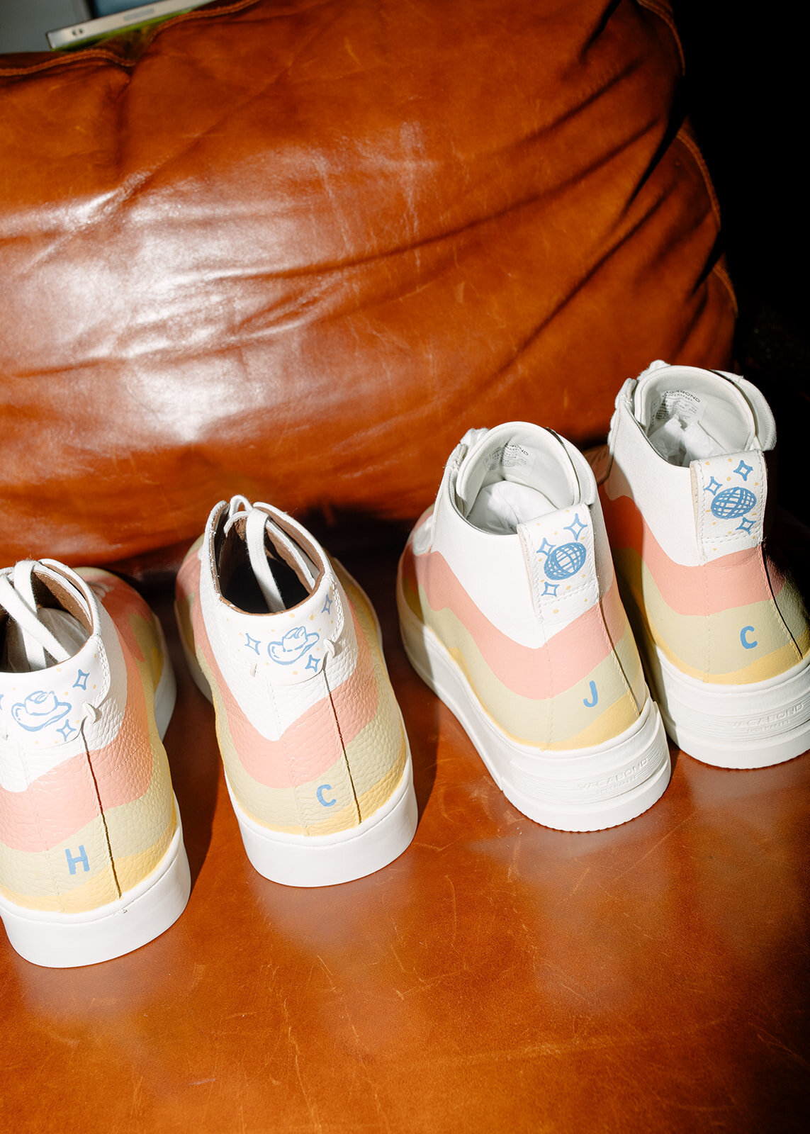 Wedding reception custom sneakers with bride and groom intitials