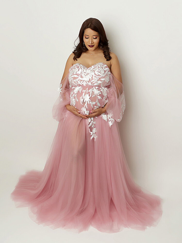 pink tulle maternity dress