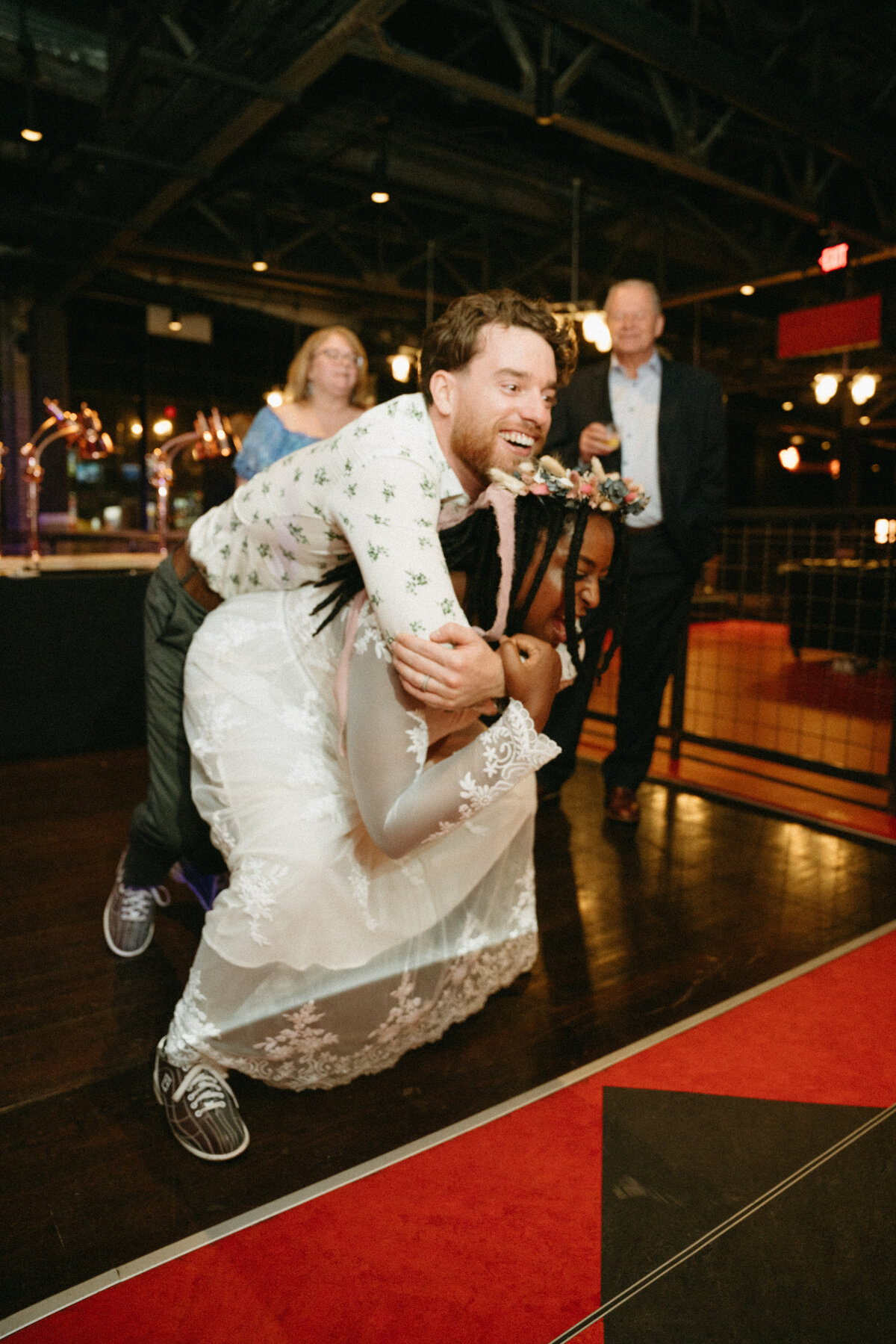 Brooklyn Bowl wedding reception couple dancing