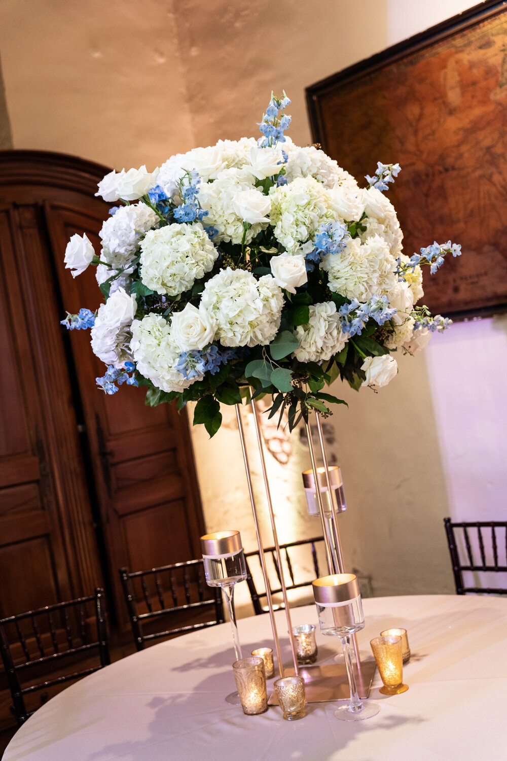 Wedding reception centerpiece at Latrobe's
