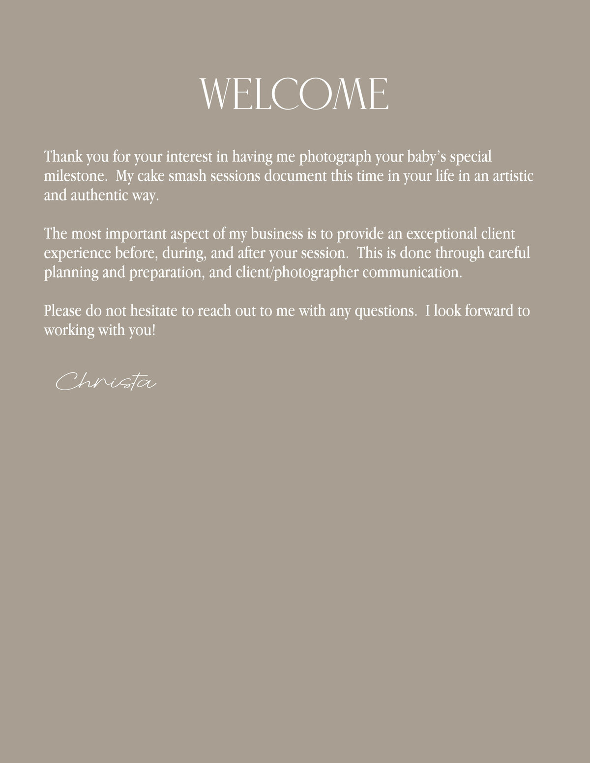 welcome page