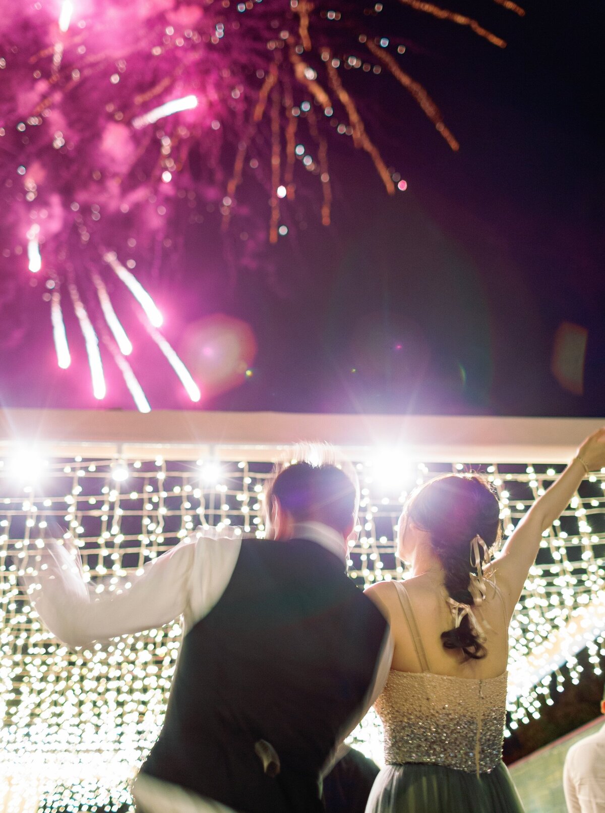 Newlyweds Watching Fireworks