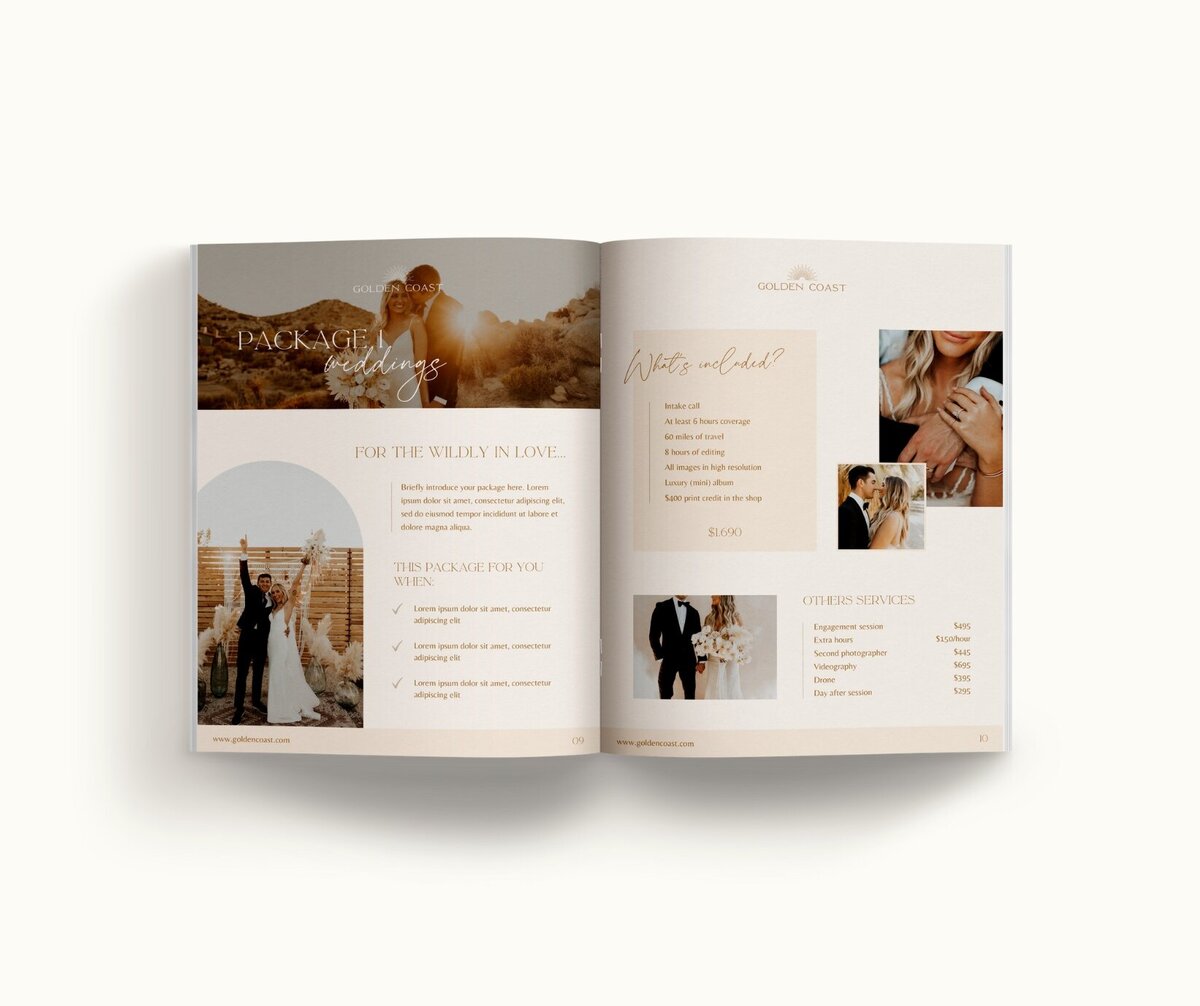 Boho pricing guide template for photographers Golden Coast 7