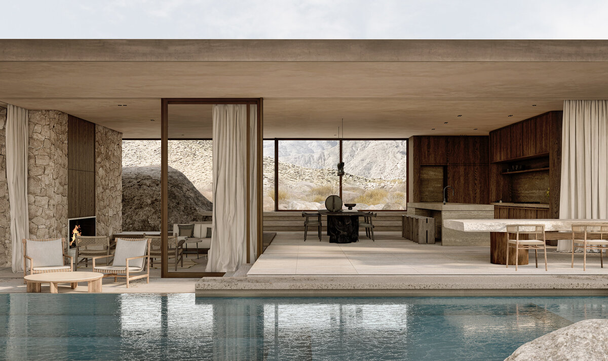 Living Area-Kitchen Area-Spec-Palm Springs Architecture