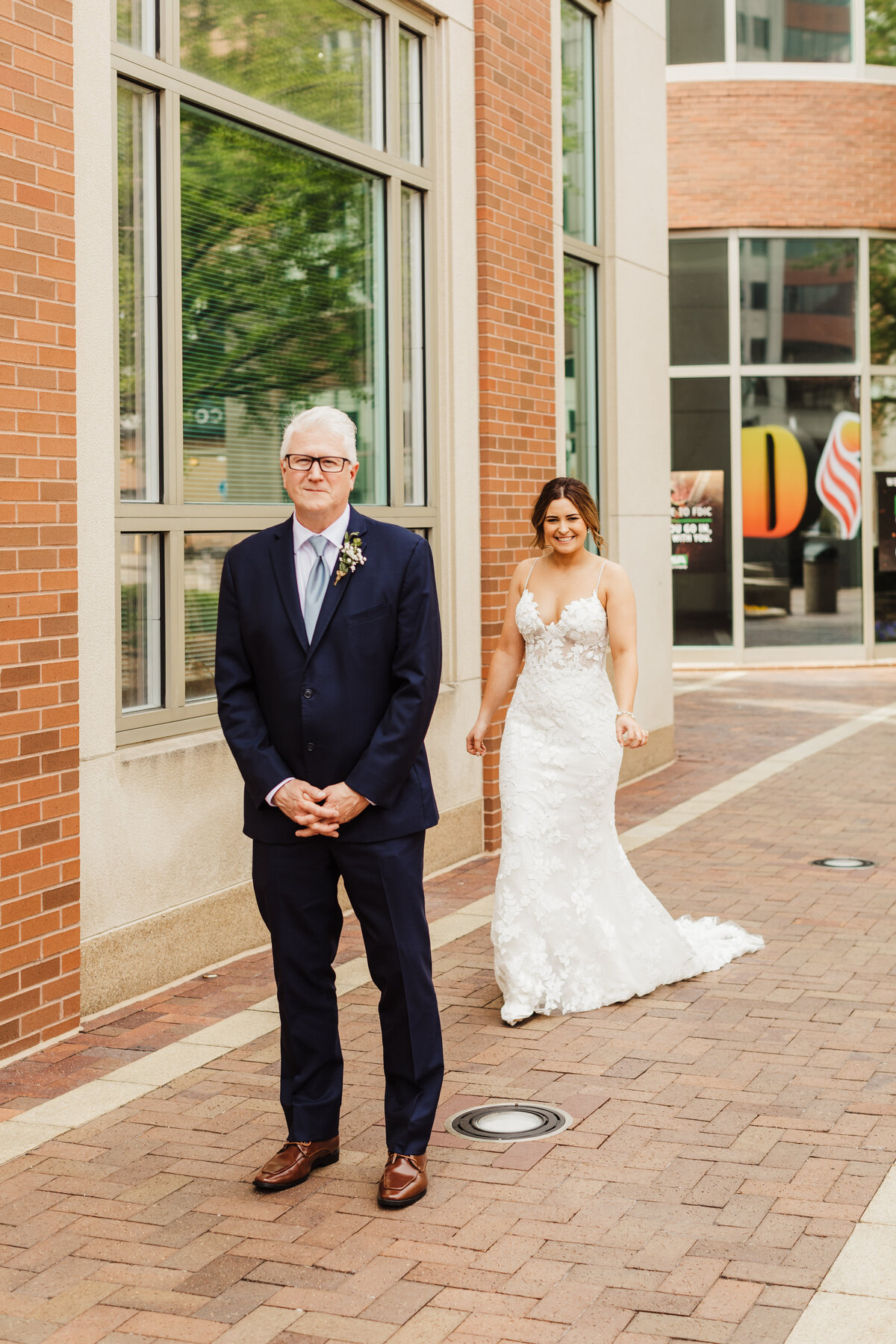 First look with father of the bride