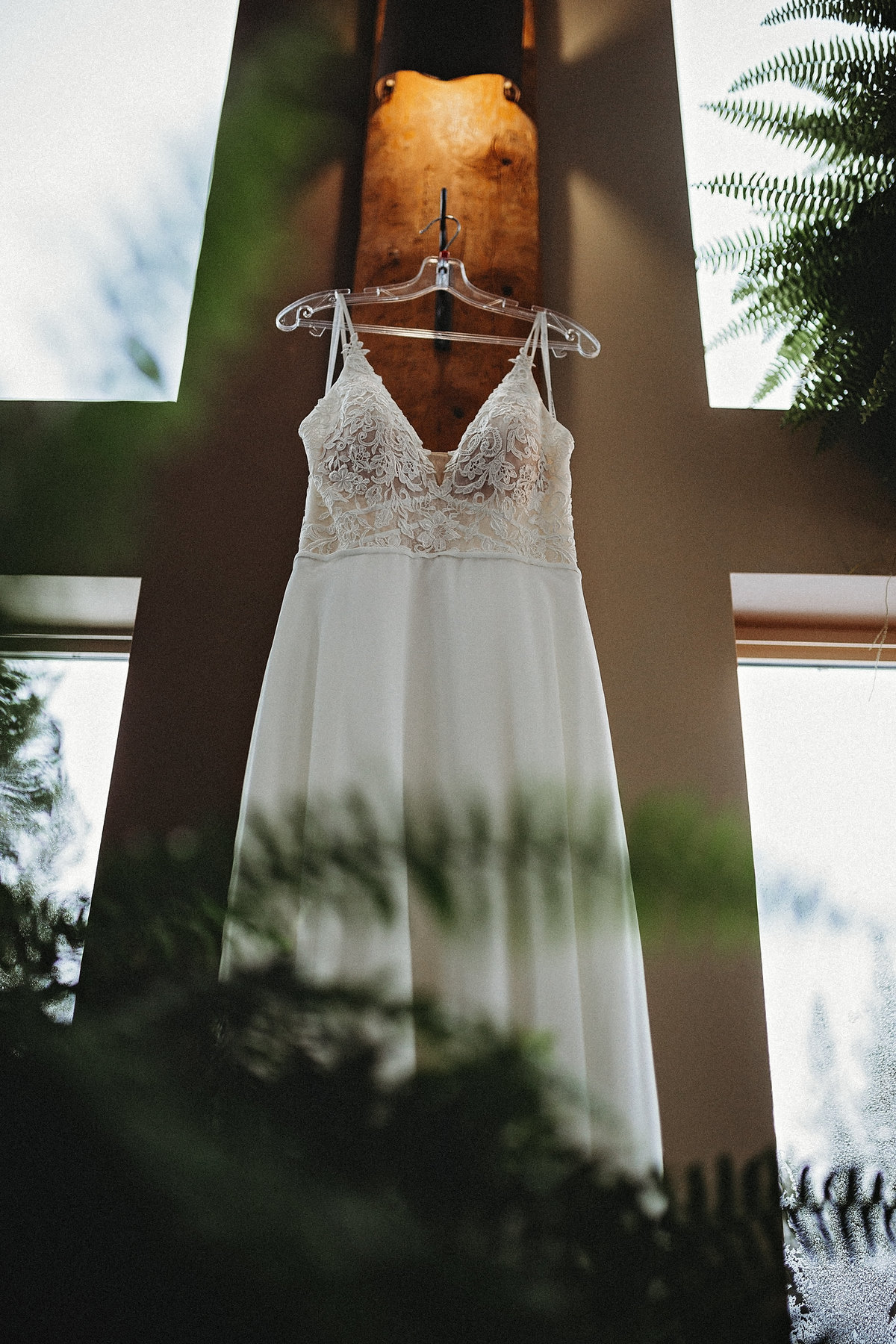 Wedding Dress hanging at Best Western Valemount BC