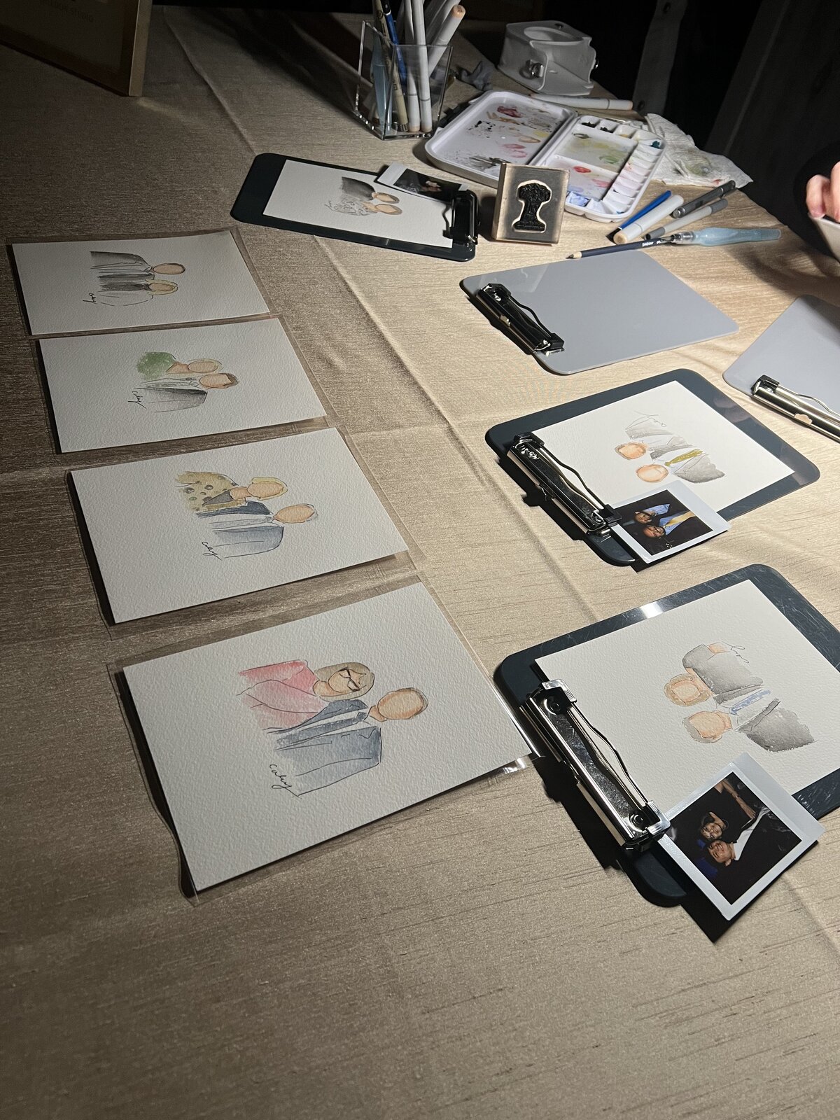 Watercolor Guest Portraits at Winvian Farms planned by Jubilee Events