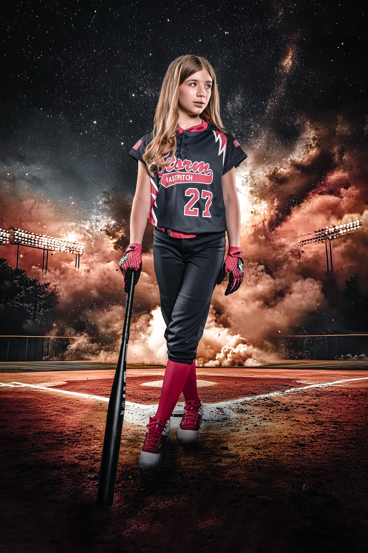 baseball player on a fine art poster.  The player looks strong and confident on a baseball field. 
