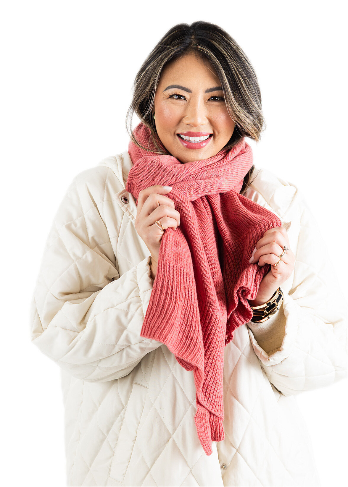 Bar Harbor Wrap Scarf Cashmere Heidi Hennessy Rose White Close Up 3