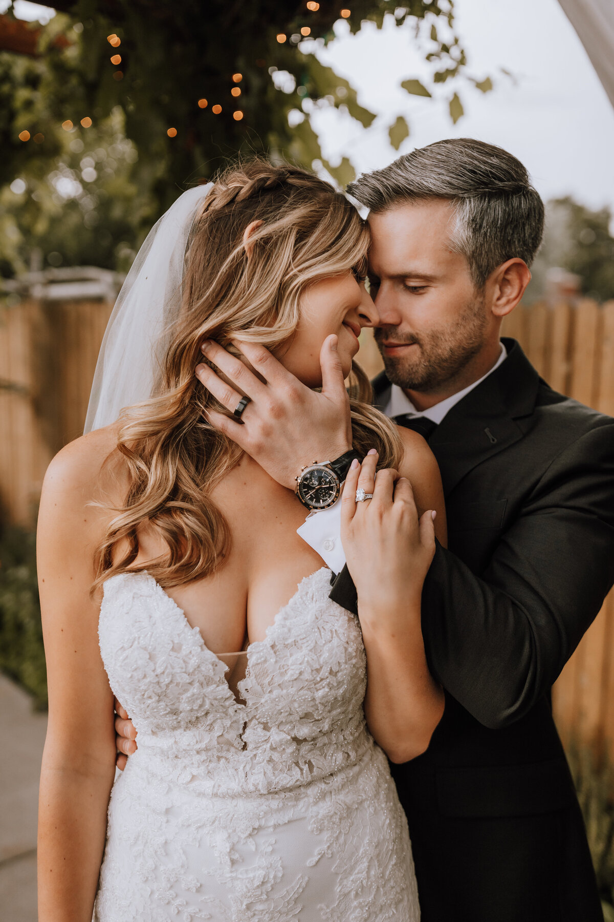 bride and groom intimate moment