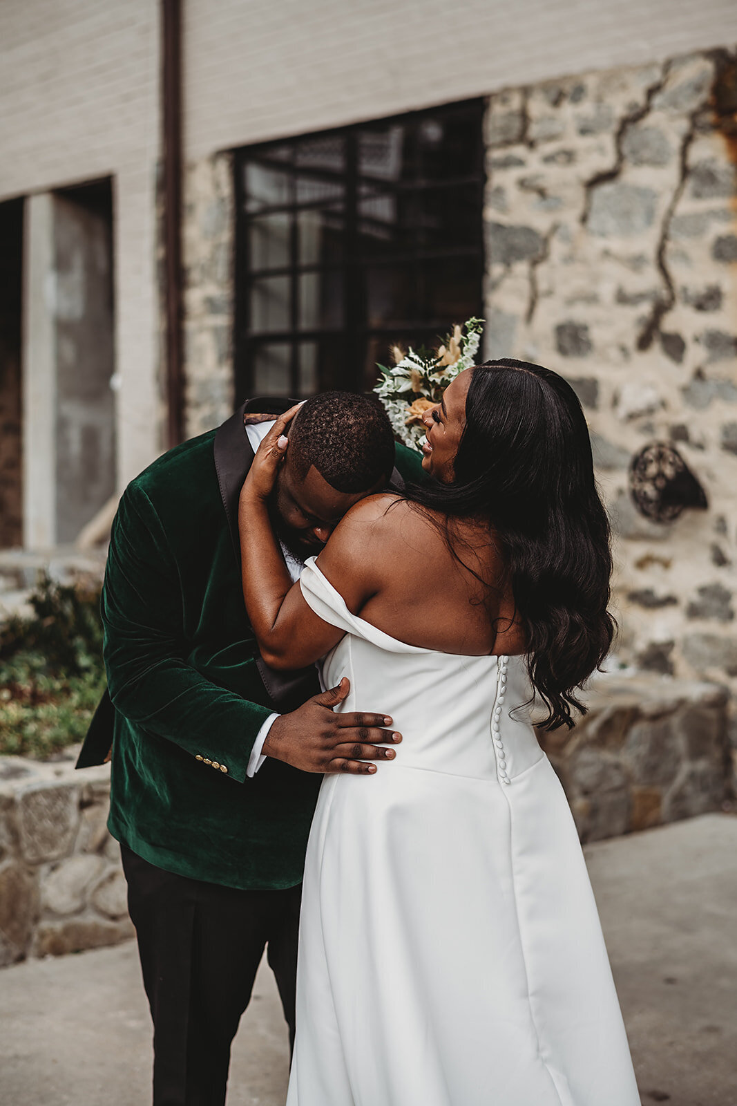 Maryland wedding photographer captures grooms reaction to seeing his bride for the first time on their Baltimore wedding day