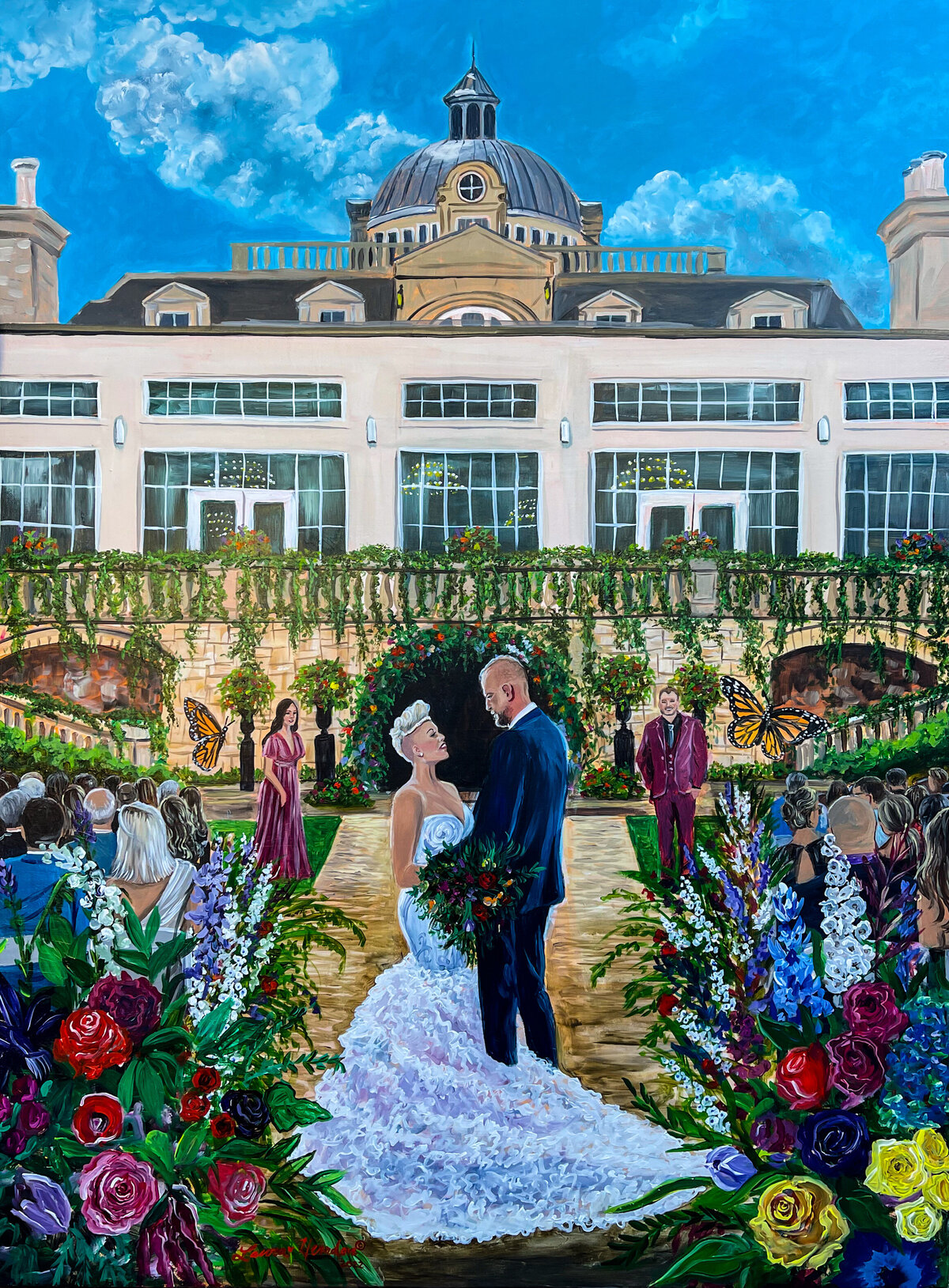 the olana hickery creek tx live wedding painting by Laura Herndon
