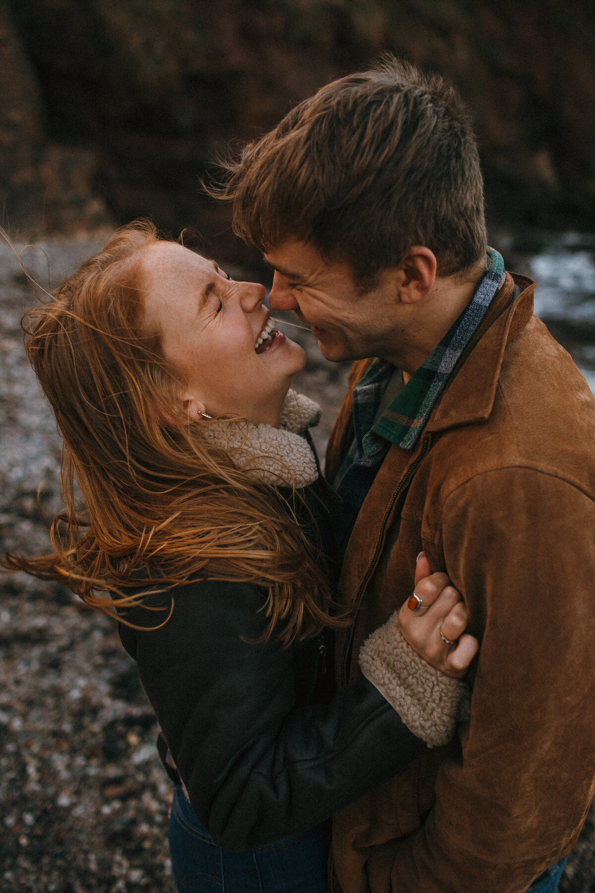 Engagement shoot_couples session_wild winter shoot_Hope Cove_007
