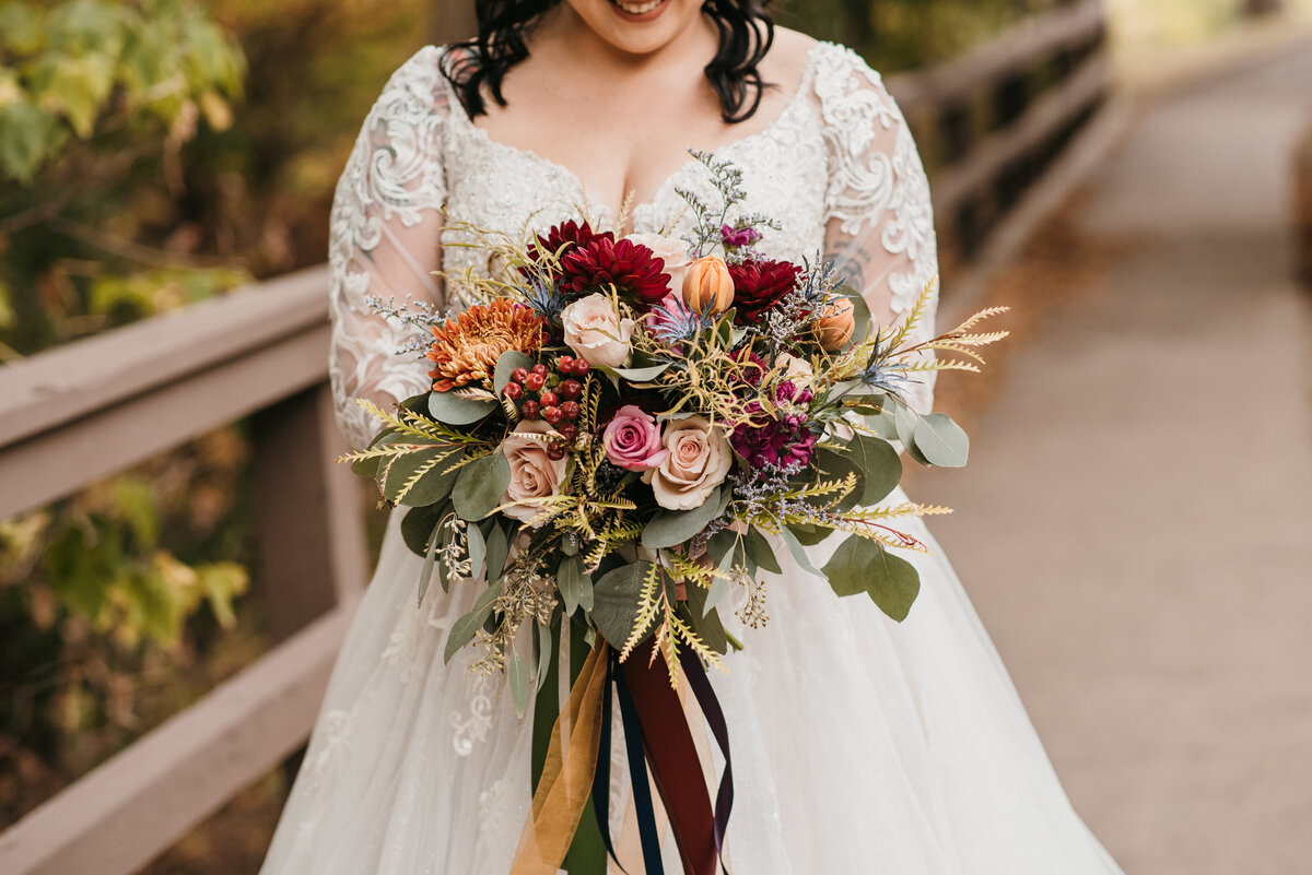 colorful fall bridal bouquet