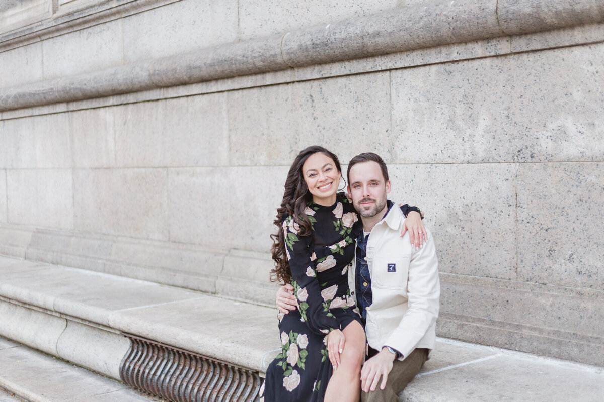 Engaged couple at the Boston Public Library