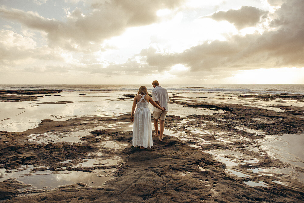Romantic beach elopement photography in Noosa at sunset.