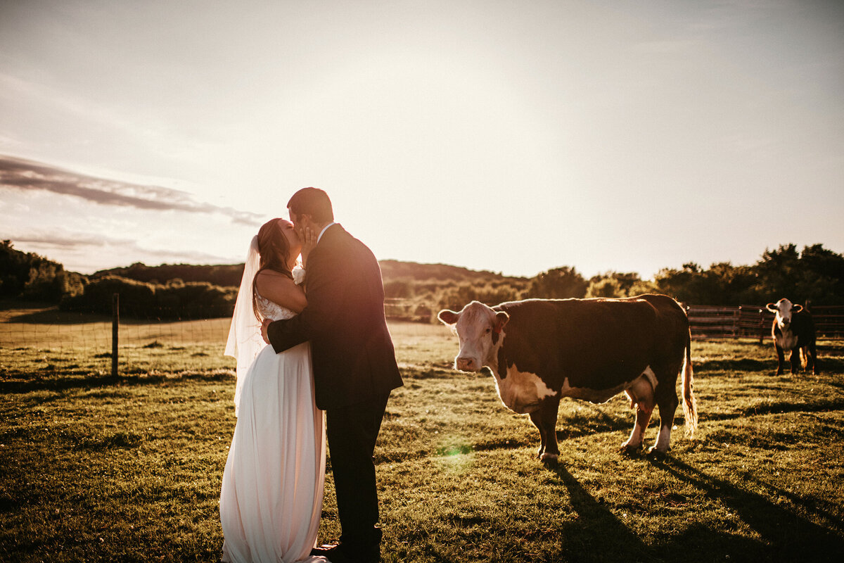 Farm Sunset Wedding Photo