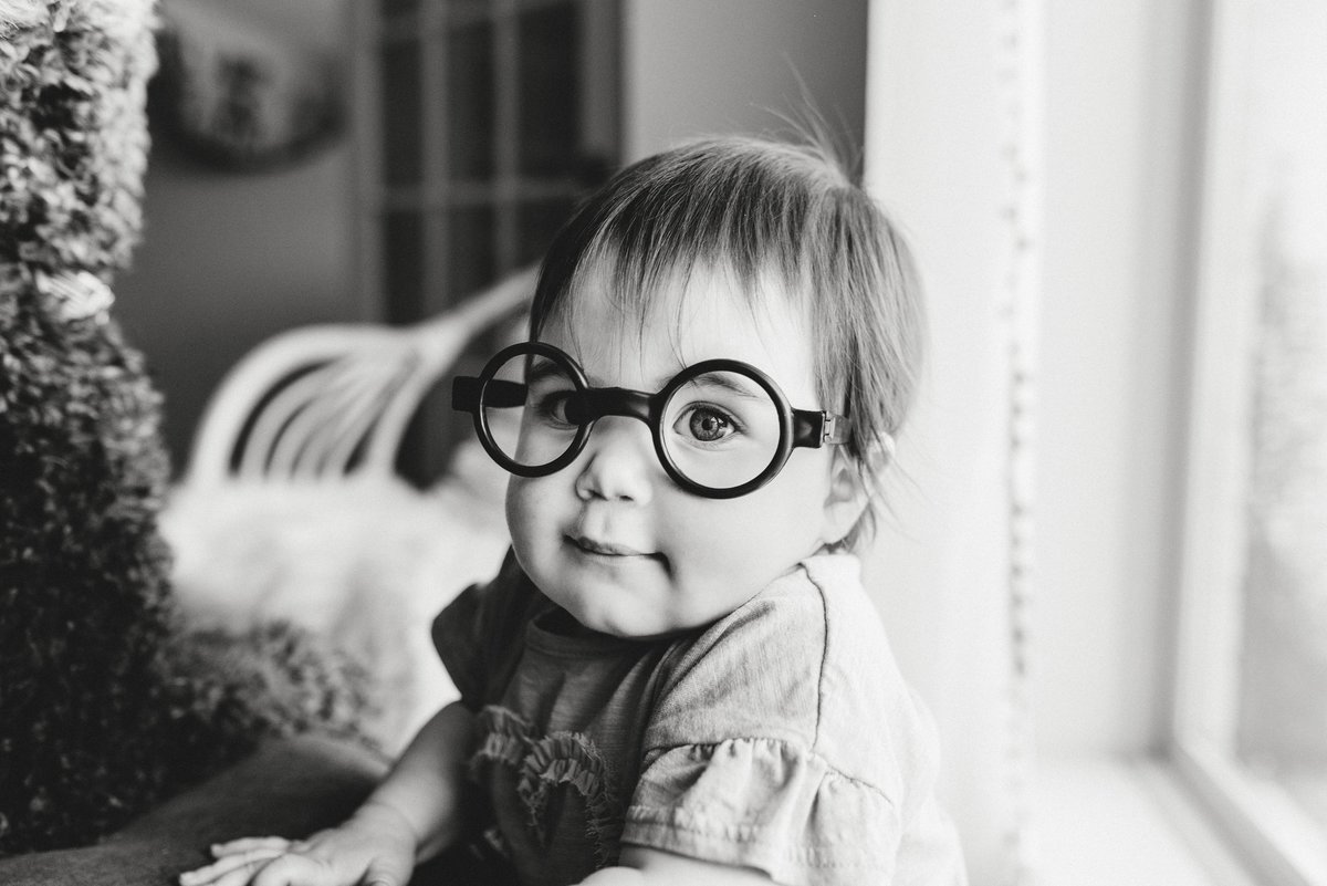toddler child wearing harry potter glasses