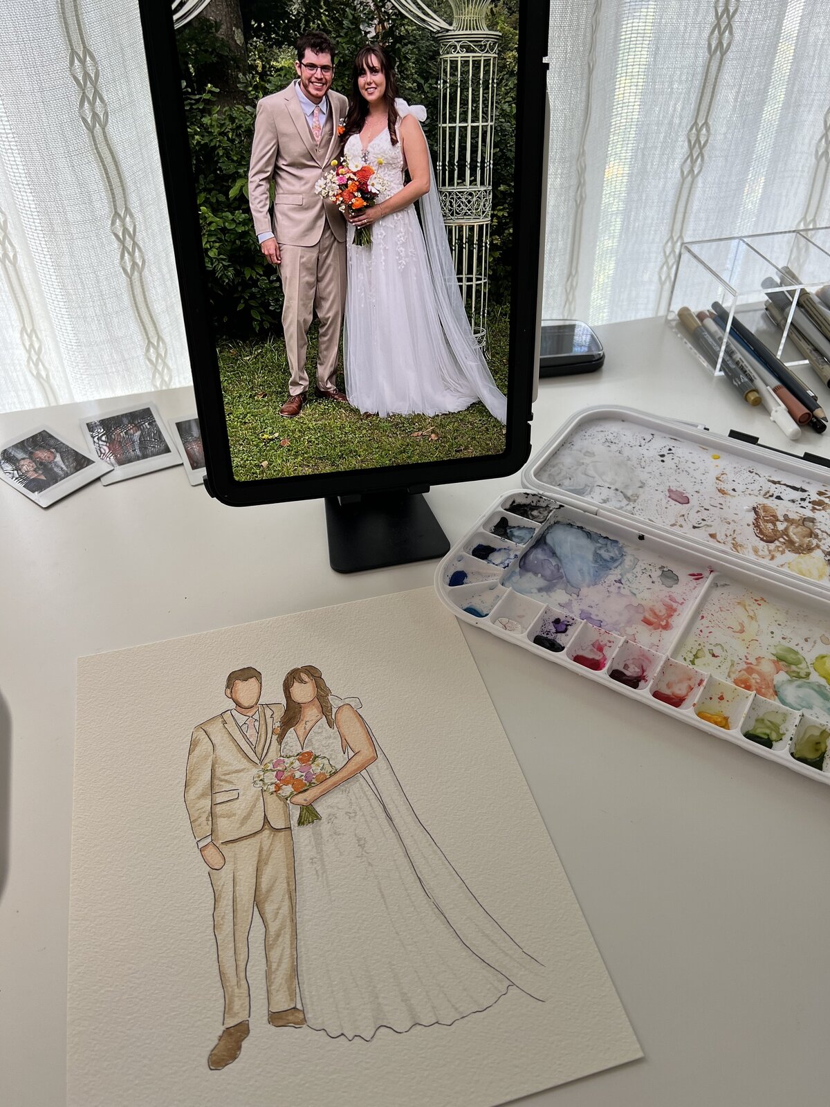 Studio watercolor portrait