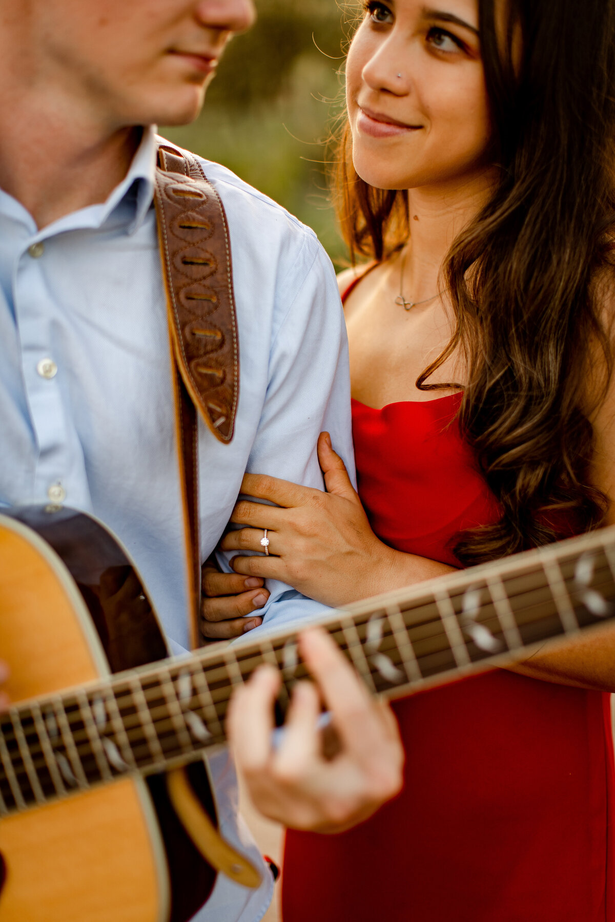 engaged couple with guitar photo shoot kalena photography