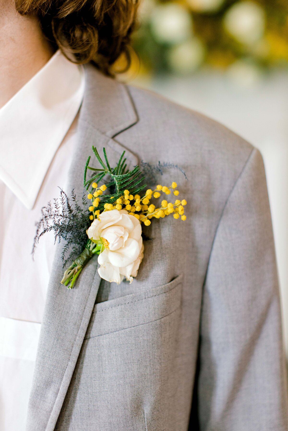 The Mason Dallas TX Nimbus Events Gray Yellow Boutonniere