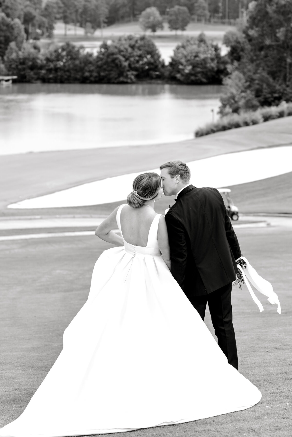 bride and groom kissing