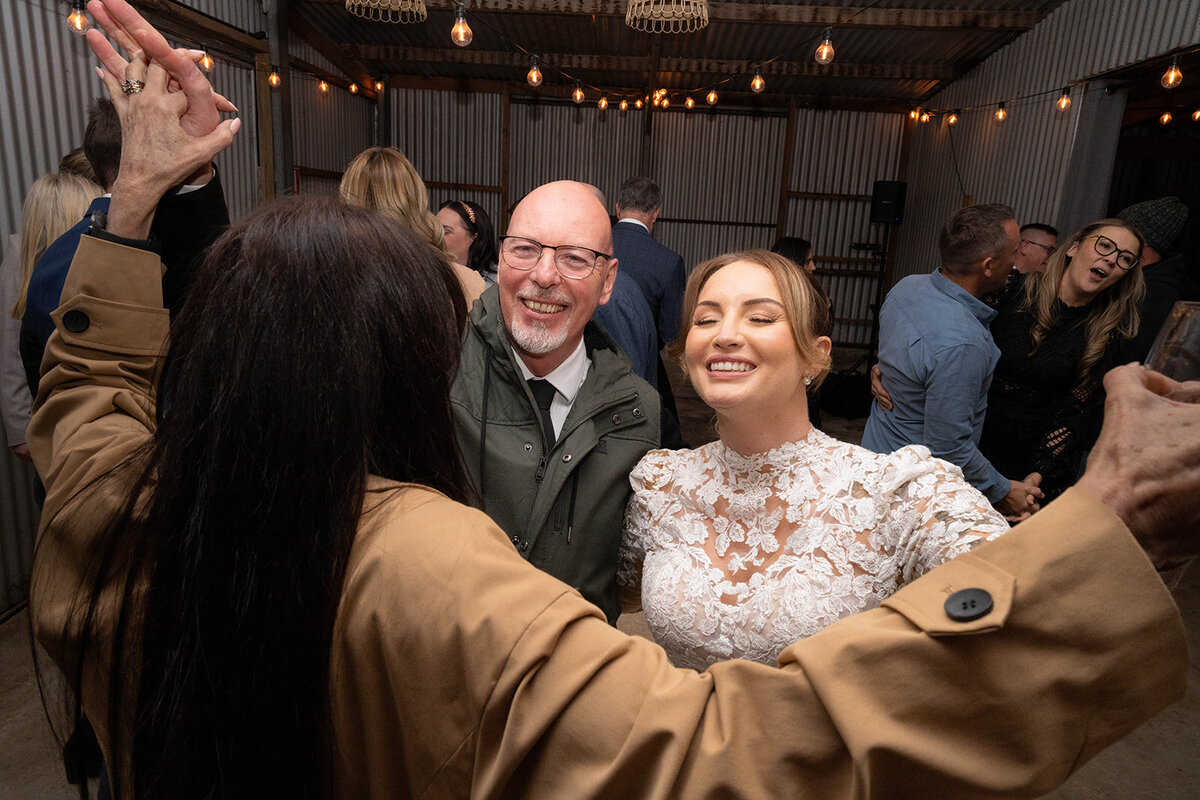 Candid wedding reception moment