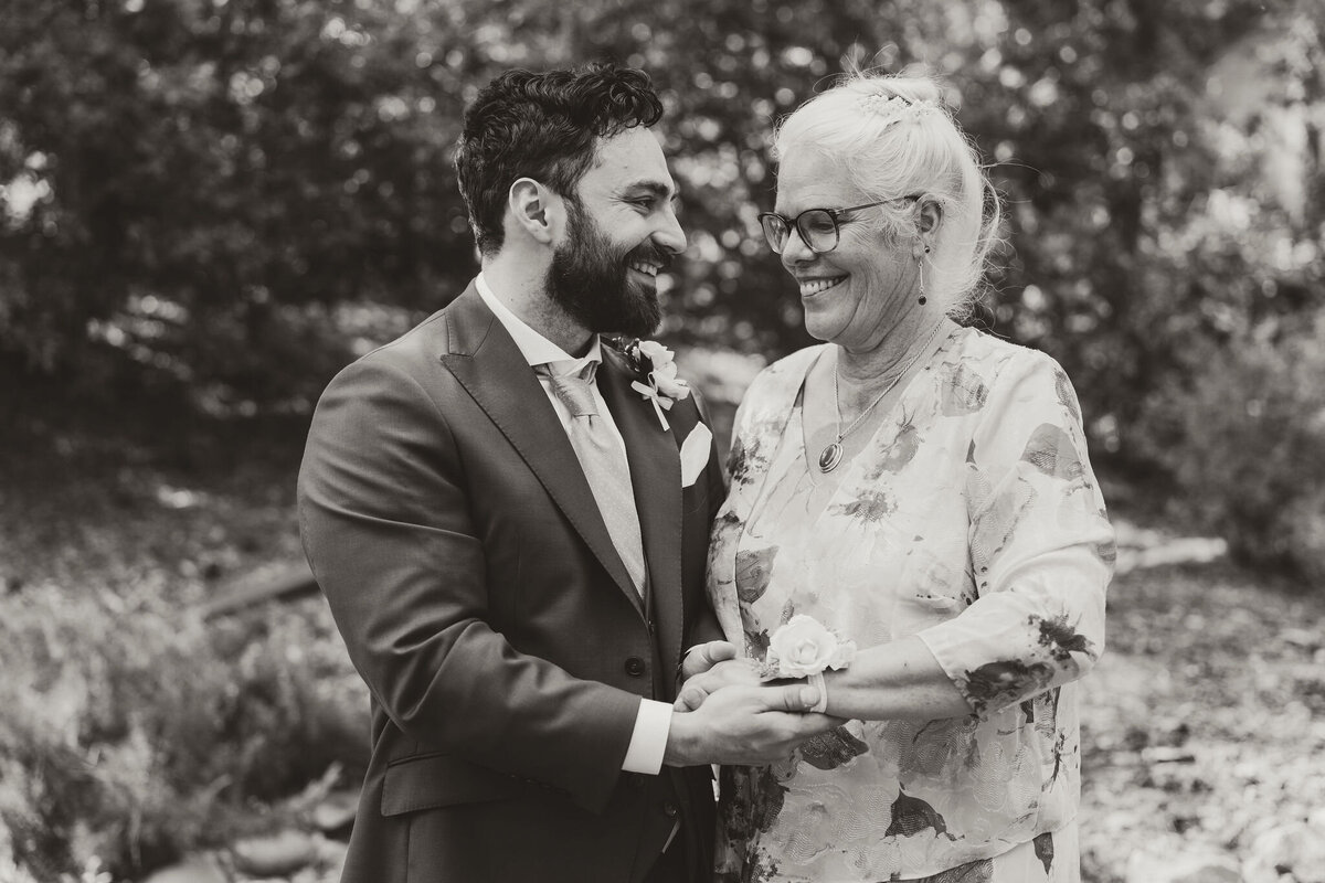 groom and mother embrace