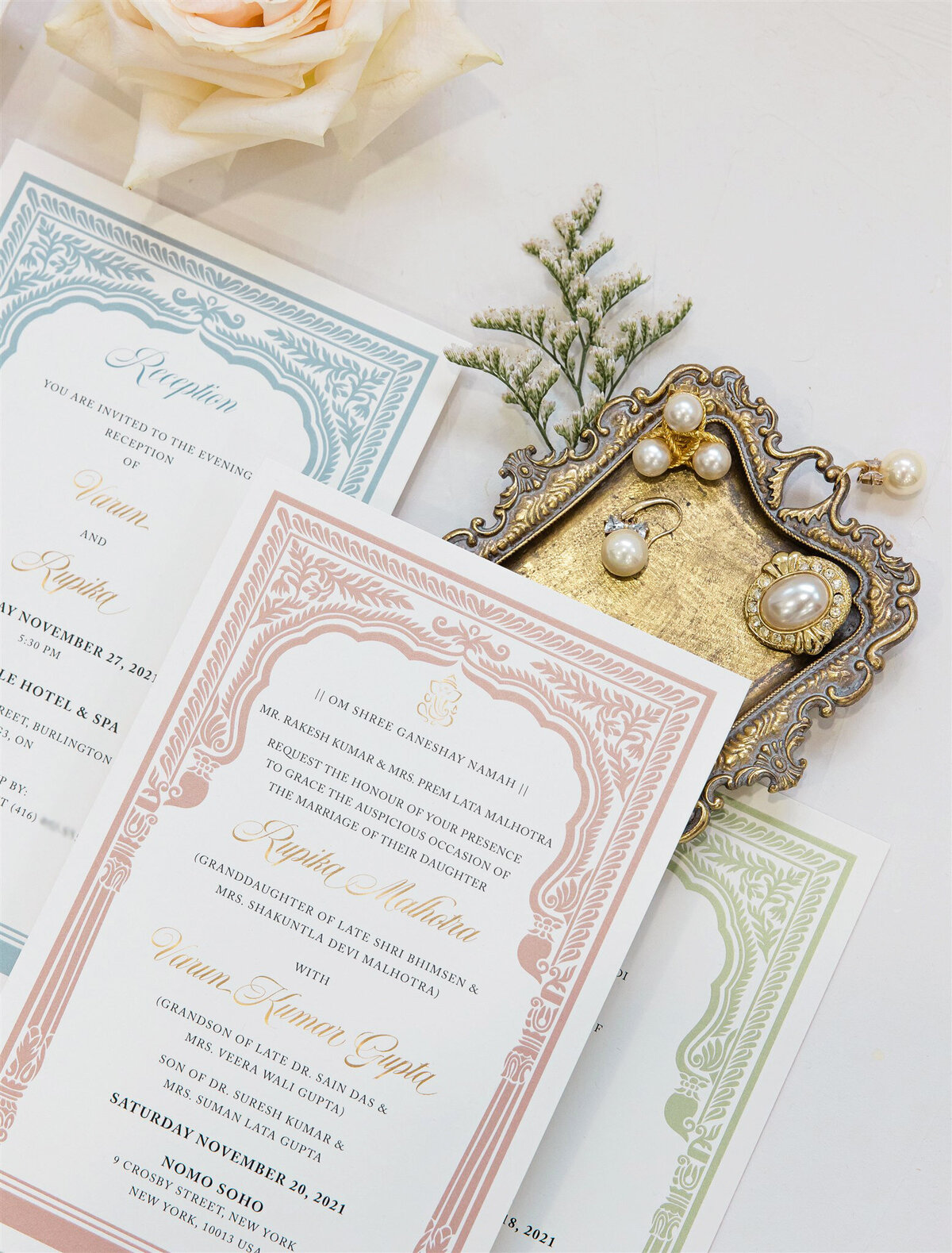 Ornate border Classical Hindu wedding invitation 6